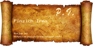 Pinzich Irma névjegykártya